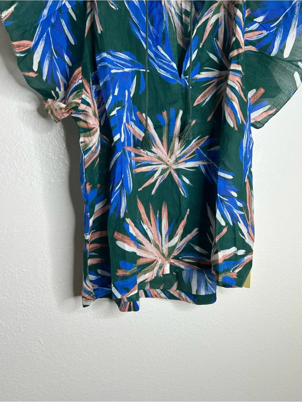 NWT Trovata Birds of Paradis Cotton Ramie Short Sleeve Lightweight Blouse Top